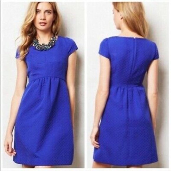 HD in Paris Anthropologie Royal Blue Cap Sleeve Sheath Career Formal Dress